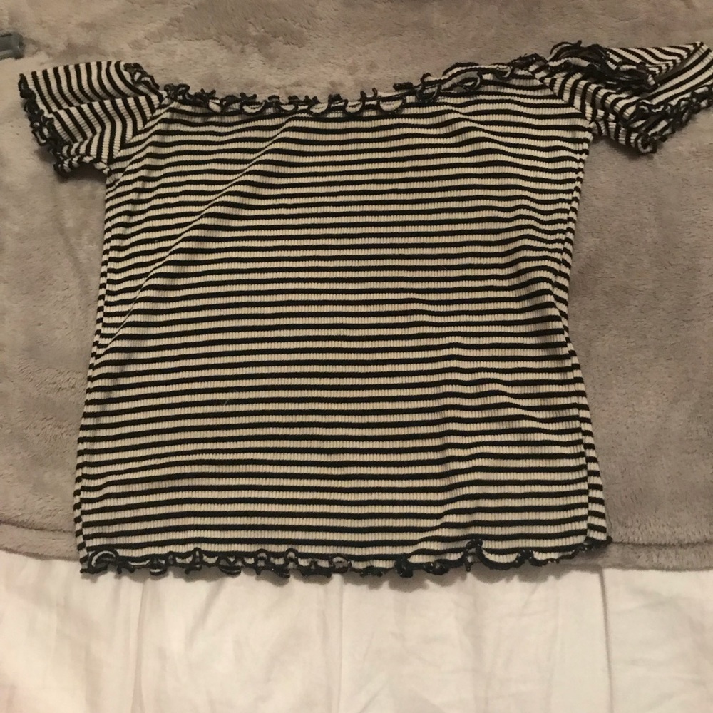 Striped Brandy Melville Off the Shoulder top